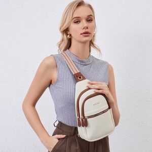 Prite White Leather Crossbody Sling Bag